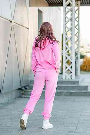 Спортивный костюм женский прогулочный велюровый, женский комплект розовый Крохатушка одяг 52/54, Молния, 80% бавовна + 20% поліестер, пеньє, Воздухопр Киев