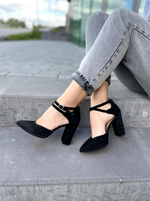 SANTINI Босоніжки жіночі чорні замшеві SANTINI 953589-21 літо, натуральна замша на підборах / С Коломыя - изображение 2