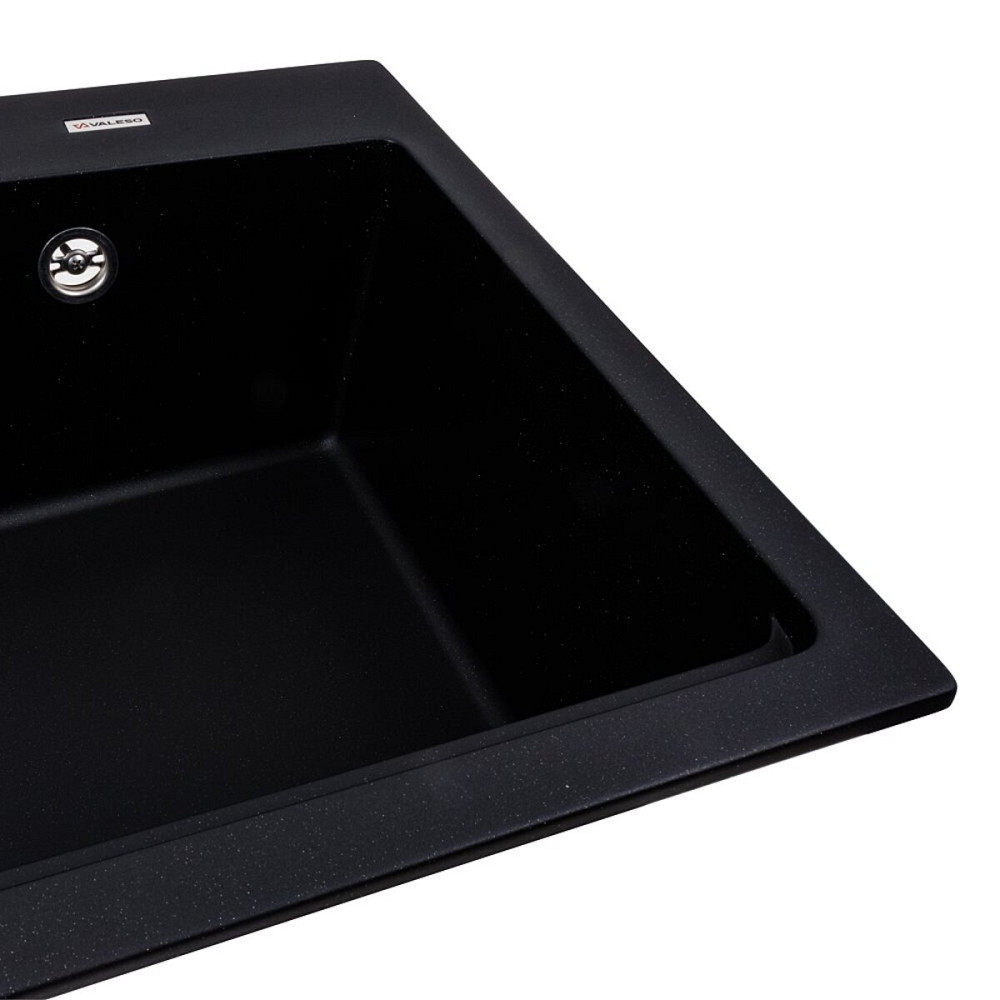 VALESO Гранітна мийка для кухні VALESO NIKA 7545 матова Чорний металік Київ - фото 3