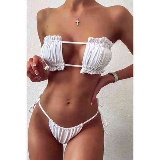 Купальник шторки на зав'язках S-M білий Вінниця