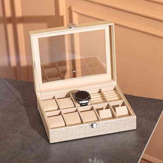 Скринька для прикрас з еко шкіри 25.5×20×7.5 см органайзер для ювелірних виробів HP-5-6GOLD Коломия