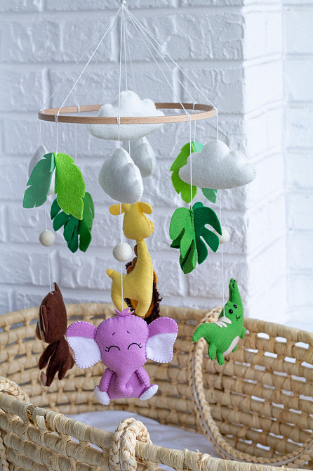 Дитячий музичний мобіль на ліжечко для немовлят WooolyWool «Африка» з 35 мелодіями Київ - фото 2