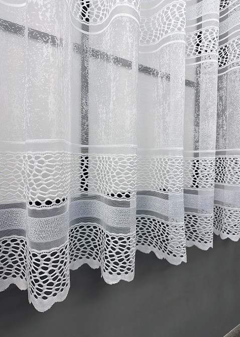 Короткий тюль жаккард, высотой 1,5м, цвет белый 1952т Киев - изображение 6