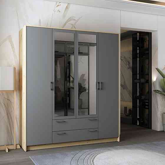 Шкаф для одежды Doros Ронди с зеркалом Дуб Артизан/Графит 4ДСП 160х52х195 DRS-011671 (80737826) Львов