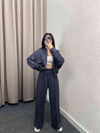 Жіночий костюм-двійка з широкими штанами Графітовий 42/44 Харків