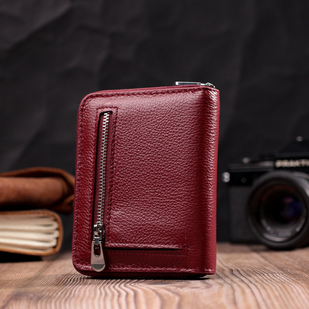 Жіночий шкіряний гаманець на блискавці, бордовий (ST Leather) Київ - фото 19