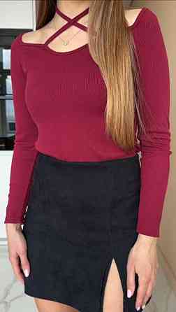 Жіноча стильна базова кофточка трикотаж рубчик Бургунді, 54/56 Одеса