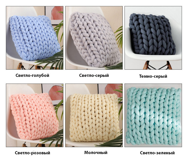 Подушка 40х40 крупной вязки из толстой пряжи техника OHHIO КРАСНАЯ Кременчуг - изображение 3