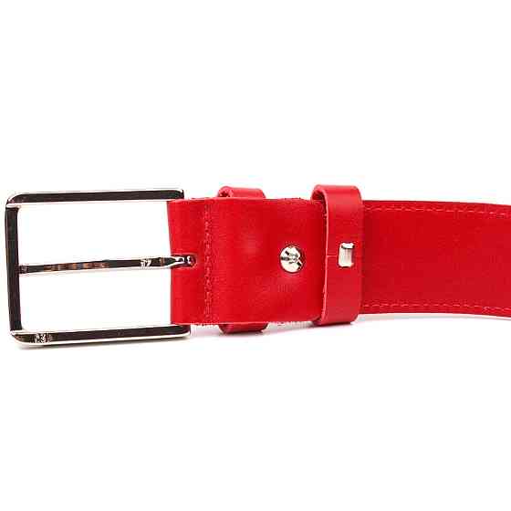 Добротный женский ремень под джинсы из натуральной кожи Grande Pelle 21455 Красный Киев