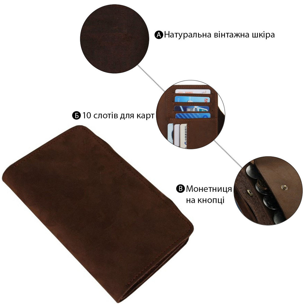 Кошелек мужской Коричневый (Vintage) Киев - изображение 18
