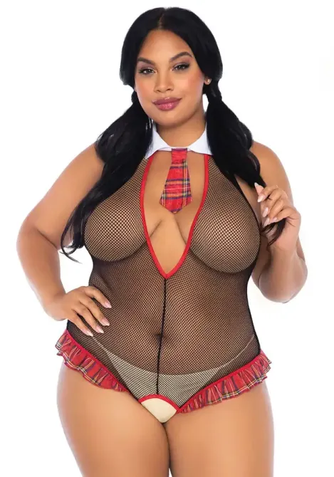 Костюм школярки Leg Avenue Schoolgirl XL/XXL, боді з краваткою Львів - фото 1