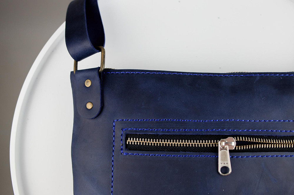 Сумка-месенджер з натуральної шкіри Crazy Horse, через плече (Синій) Суми - фото 6