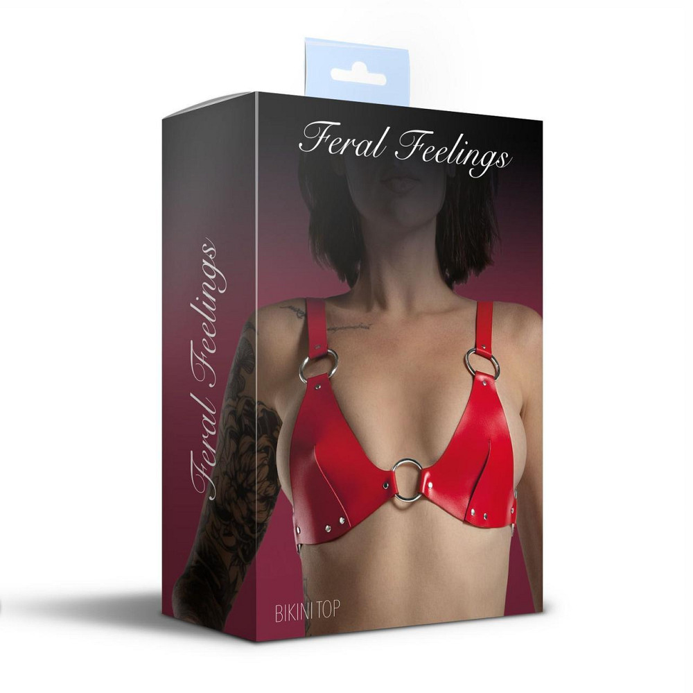 Лиф из натуральной кожи Feral Feelings - Bikini Top Red Sex Aura Киев - изображение 4