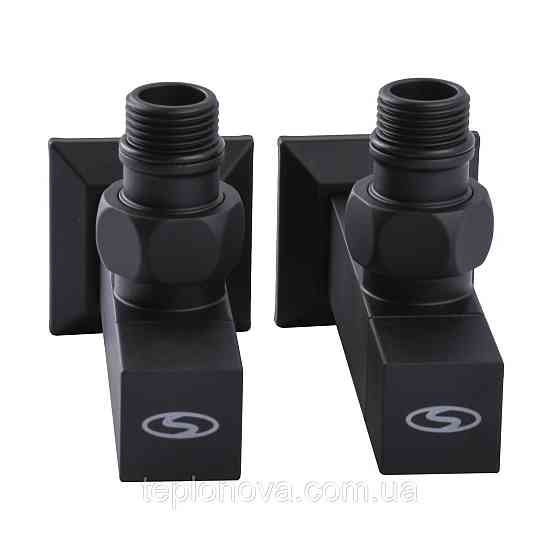 Набор Кран полуоборотный угловой с американкой SOLOMON LUX 1/2″ CUBE BLACK 8888 (1уп) Черновцы