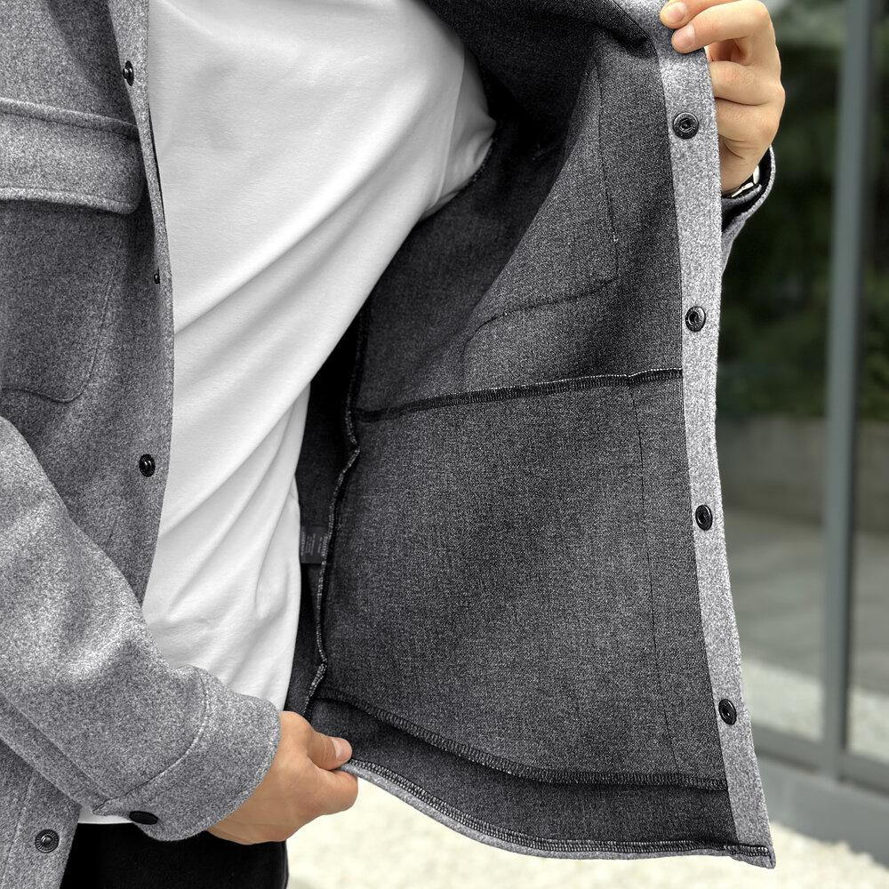 Тепла чоловіча сорочка Pobedov Mars. Сорочка-пальто осіння сіра Київ - фото 9