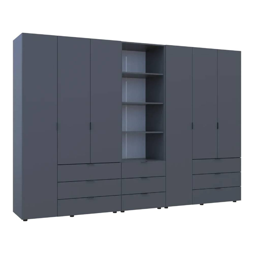 Шкаф для одежды Doros Гелар Графит 3+3ДСП с пеналом 292.4х49.5х203.4 (DRS-011924) Днепр - изображение 8