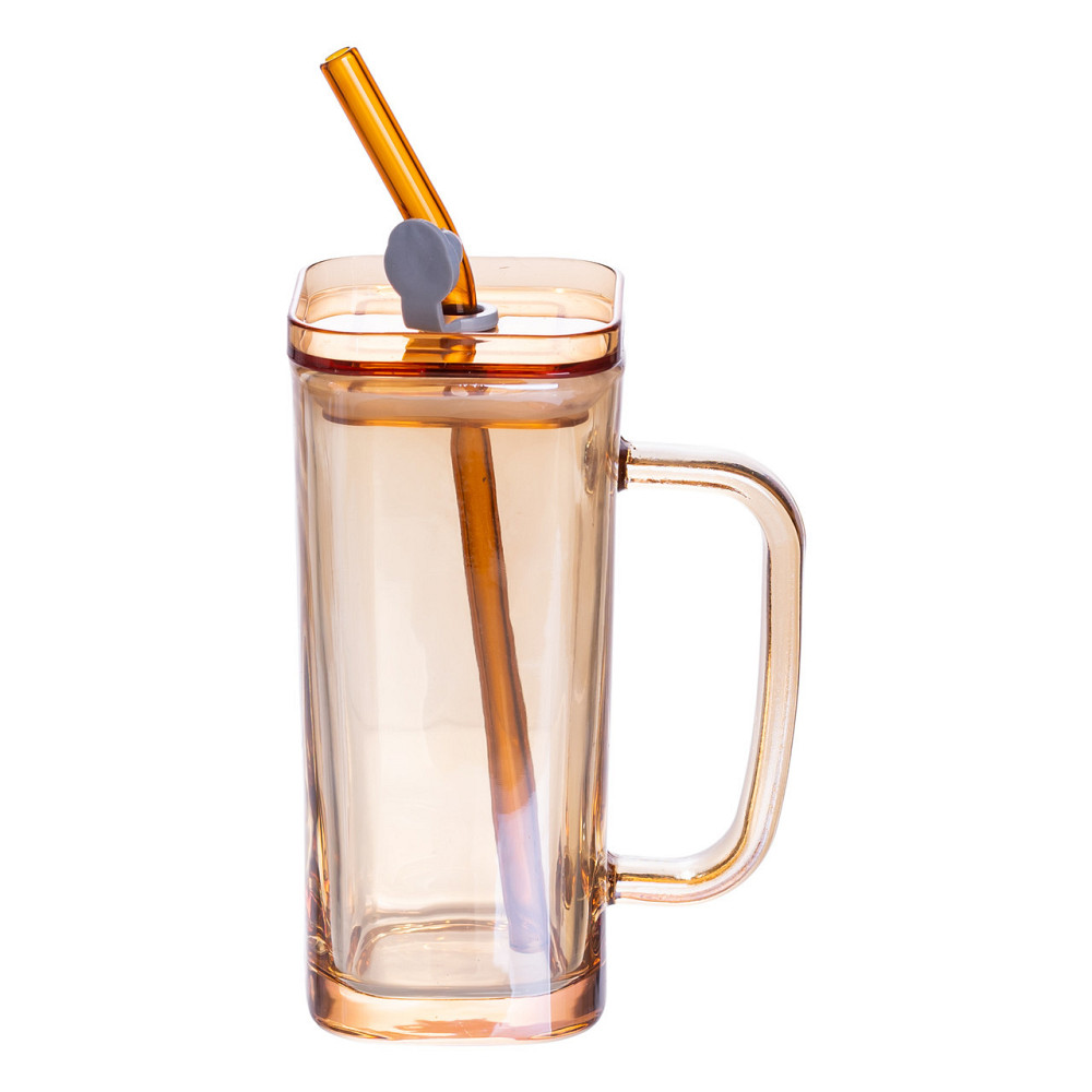 Скляна чашка з кришкою і трубочкою 280 (мл) HP-19-53GLD Київ - фото 2