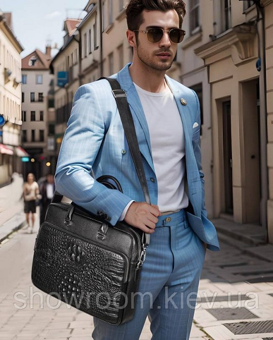 Чоловіча сумка для ноутбука під рептилію Leather Collection (9961) Київ - фото 7