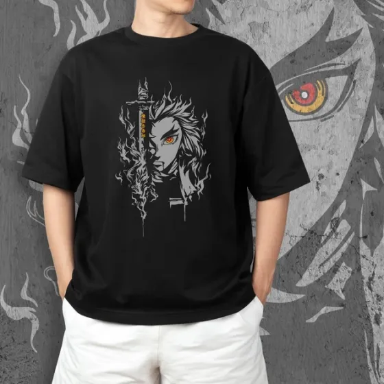 Футболка для подростка мальчика с принтом Клинок, рассекающий демонов Ренгоку Размер 160 Anime10444 Днепр