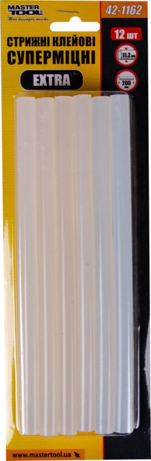 Стрижні клейові MASTERTOOL EXTRA 11.2х200 мм 12 шт суперміцні 42-1162 Коломыя - изображение 4