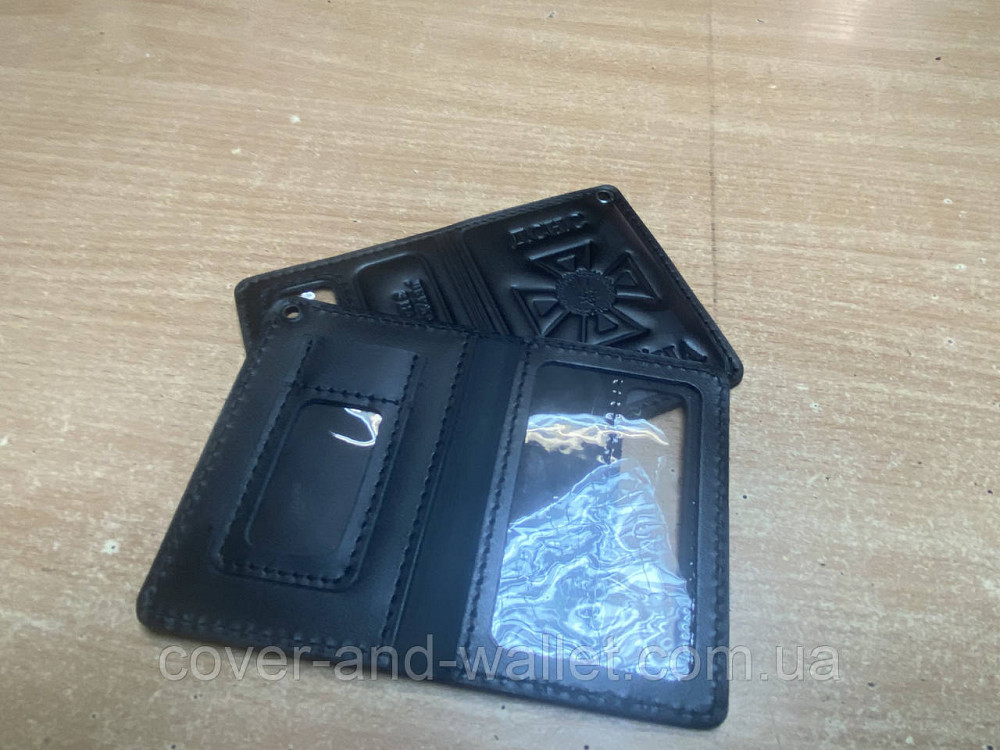 Обкладинка для нового посвідчення ДСНС із кишенею для жетона Puos Чорний Київ - фото 4