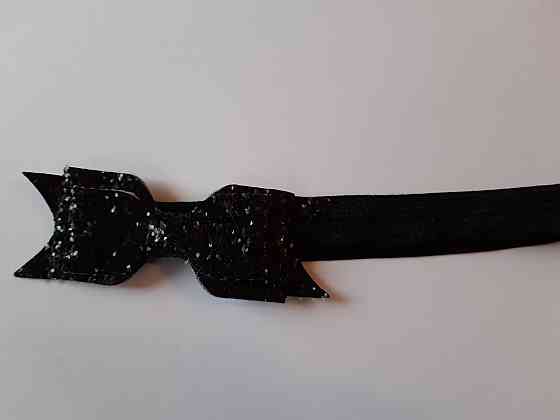 Пов'язка дитяча з блискітками чорна - розмір універсальний (на резинці), бантик 9см Київ