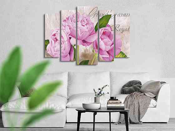 Модульна картина Квіти Піони Art-257_5 ( 80х118см ) Київ
