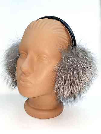 Навушники хутряні жіночі з чорнобурки Сірий Харків