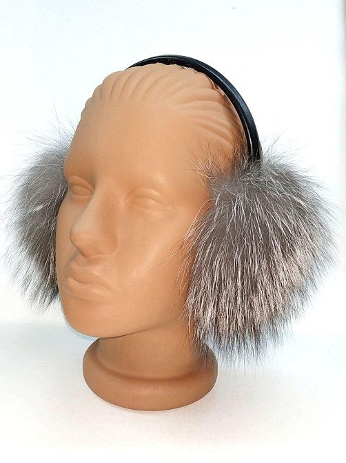 Навушники хутряні жіночі з чорнобурки Сірий Харків - фото 2