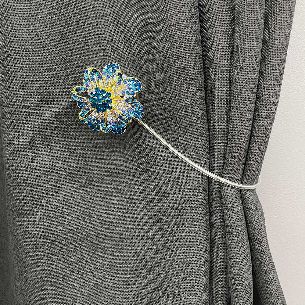 Магніти для штор та гардин "Flowers" набір 2 шт Бірюзовий з золотистим (81-200) Київ - фото 4