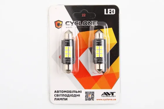 Лампа диодная 12В салона 39мм  6-SMD 3030 CAN с радиатором Cyclone (2 шт.) Винница