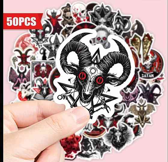 Набор водостойких стикеров готика с пентаграммами и символами, 50 шт Киев