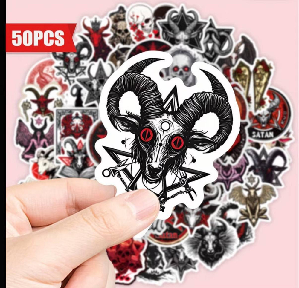 Набір водостійких стікерів готика з пентаграмами та символами, 50 шт Київ - фото 2