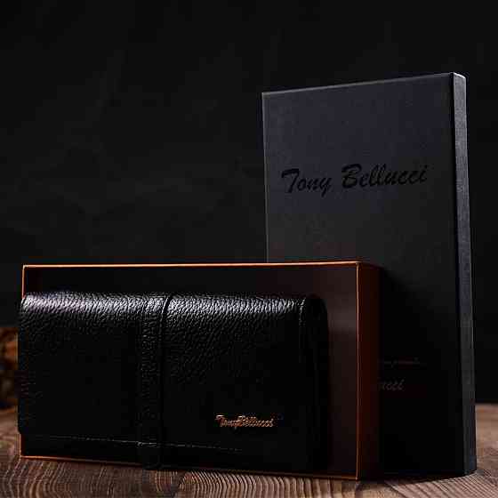 Класичний жіночий гаманець з великою кількістю відділень із натуральної шкіри Tony Bellucci 21961 Чорний Київ