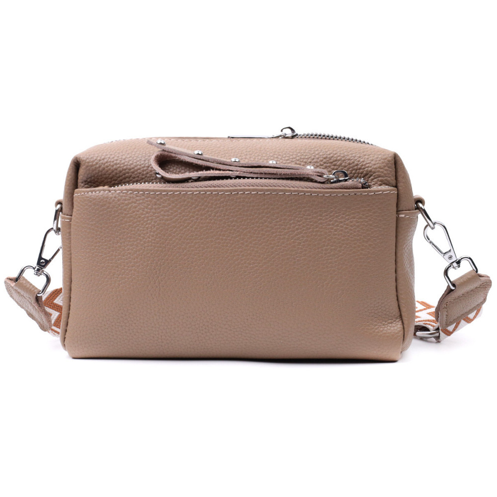 Сумка для женщин с акцентом на стильный бегунок из натуральной кожи Vintage 22650 Бежевая Киев - изображение 5