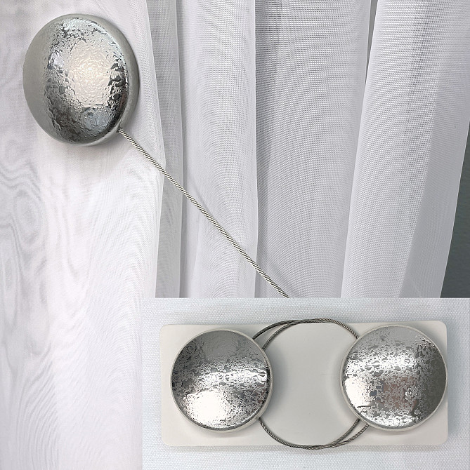 Магниты для штор и гардин Круг набор 2 шт Серебристый (81-142) Киев - изображение 1