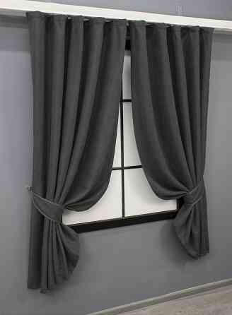 Комплект коротких штор VR-Textil Микровелюр Petek № 1495ш Темно-серый 140х170 см 2 шт (35-0209) Киев