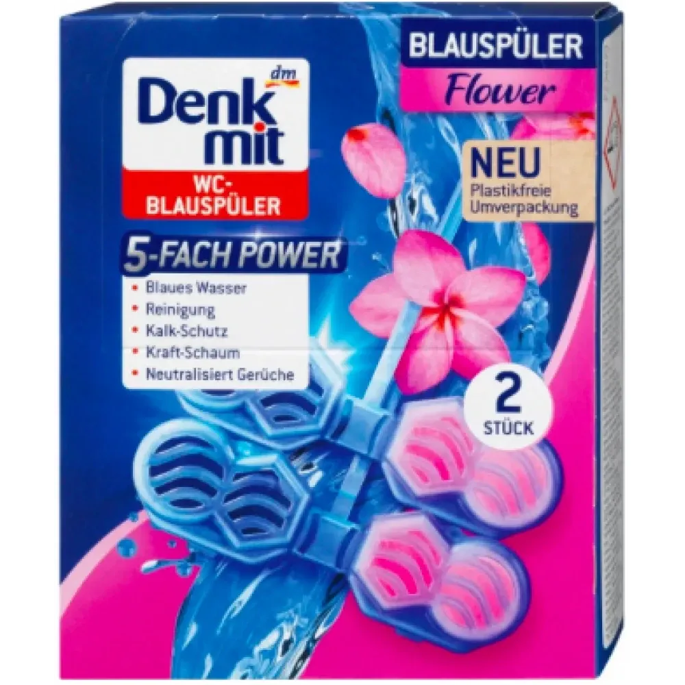 Блок в туалет Denkmit WC-Stein Blauspüler Flower Цветочный всплеск, 2 шт. 96 g Львов - изображение 1