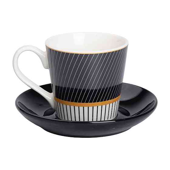 Liling Rongxiang Ceramic порцелянова чашка з чорним блюдцем 200 мл RX-N24708BW Київ