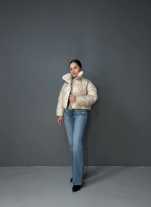 Куртка жіноча Lady Yep 30083 пуффер коротка глянцева бежева, бежевий, L Київ - фото 4