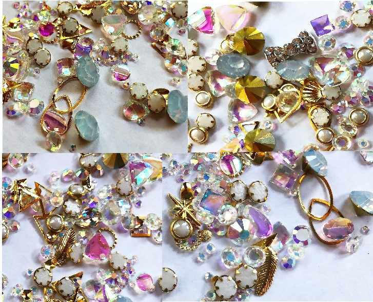 Стрази Swarovski мікс різні розміри і форми + формочки різних форм (1400 шт) АВ , бріліант і лілові. Київ - фото 1