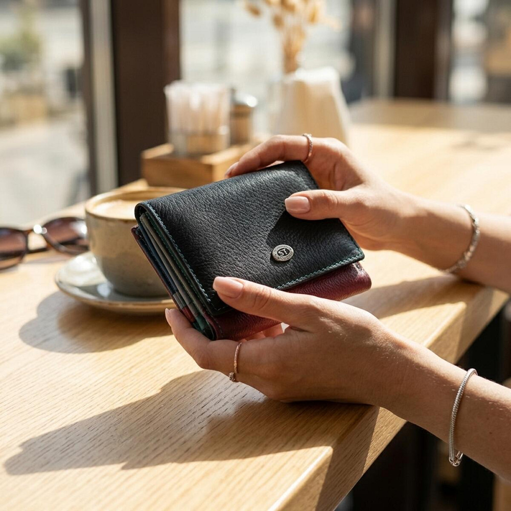 Стильный женский кошелек с оригинальной монетницей из натуральной кожи ST Leather 19510 Разноцветный Киев - изображение 12