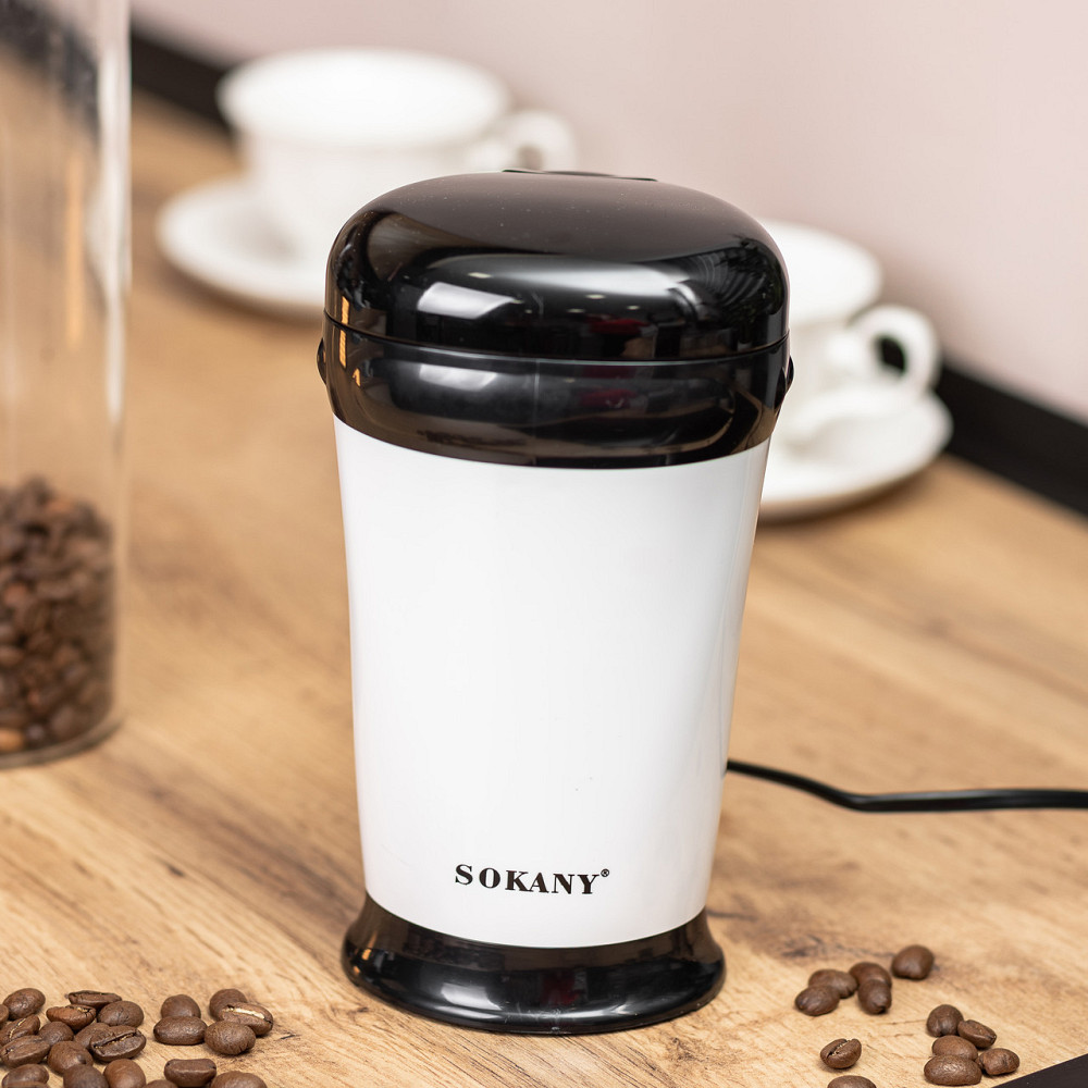 Электро кофемолка 180 Вт автоматическая 75 г для дома с мелким помолом Белая Sokany SM-3012 Киев - изображение 9