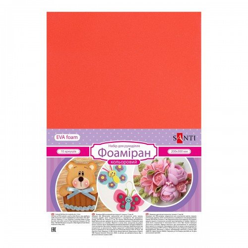 Фоаміран ЕВА А4 "Santi" темно-червоний, товщина 1,7 мм, 10 арк, 742704, шт Київ - фото 1