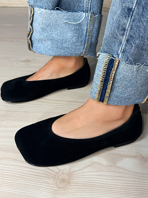 Балетки жіночі Zemira 23-0582 замшеві квадратний носок чорні, 36, 23,5 см Київ - фото 4