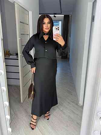 Женская стильная блуза свободного кроя с вшитым воротником-чокером на пуговицах итальянский шелк Черный, 42/46 Одесса