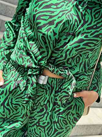 Жіночий шовковий костюм із штанами Зелений M/L Харків