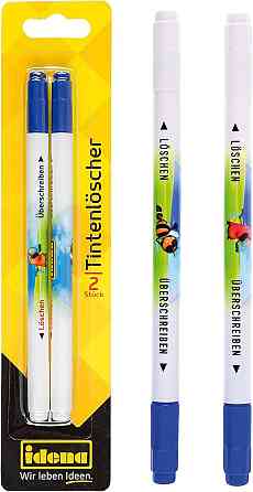 Коректор-ручка двосторонній для чорнил Idena 509047-2 набір 2 шт синій наконечник Київ