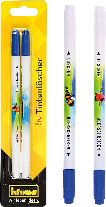 Коректор-ручка двосторонній для чорнил Idena 509047-2 набір 2 шт синій наконечник Київ - фото 4