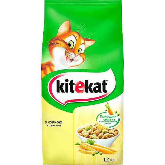 Сухой корм для взрослых кошек KiteKat (КитиКет) с курицей и овощами 12 кг Винница